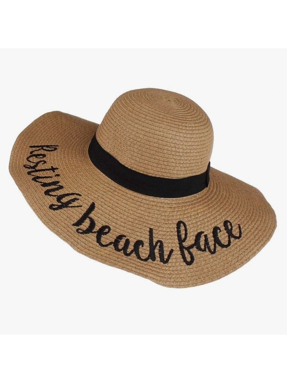 SUNS Embroidered Straw Hat for Outdoors, Summer Beach "Resting Beach Face" EUC - Picture 3 of 7